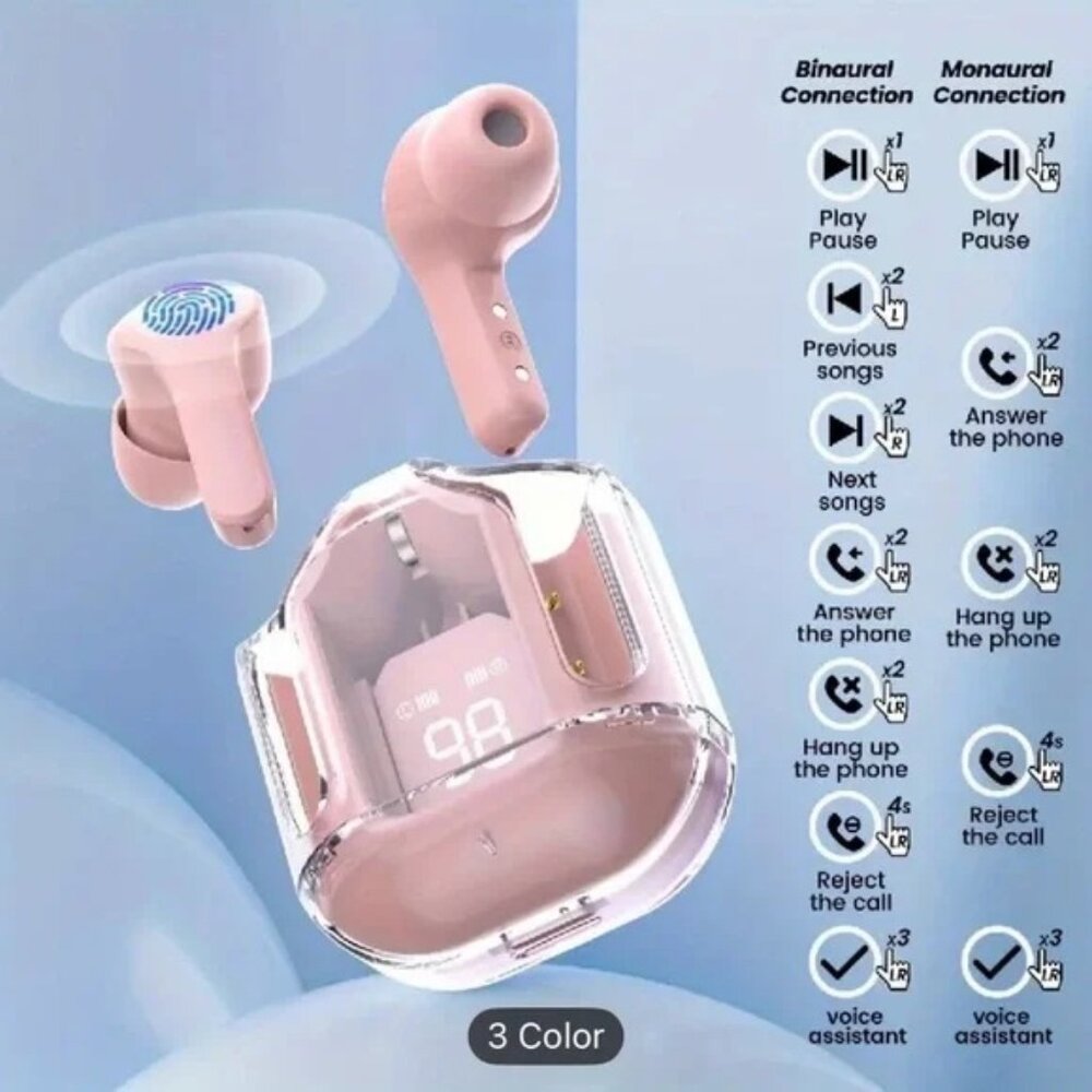 Pink Wireless Earbud Headphones